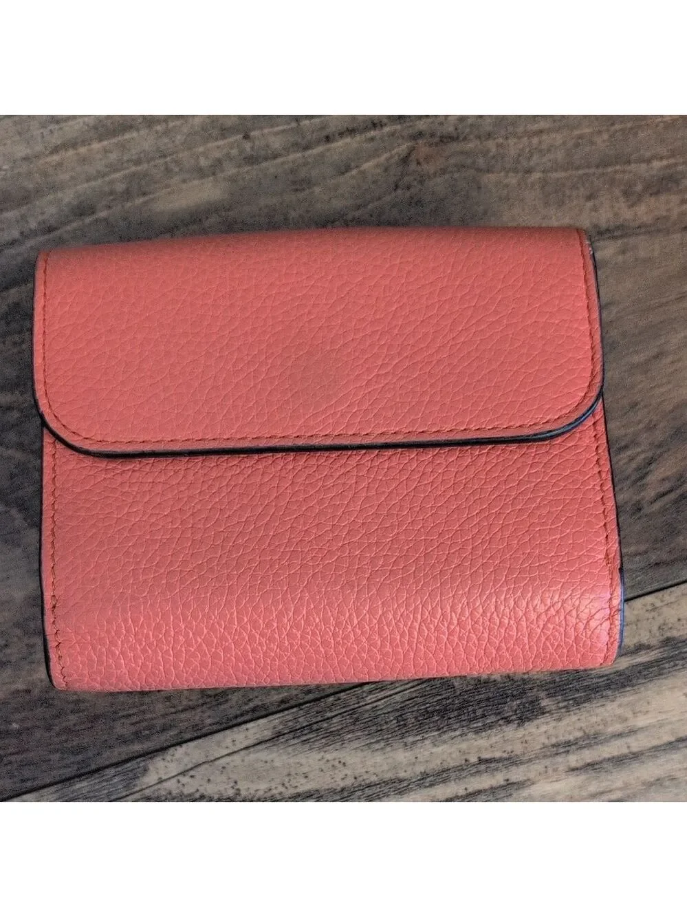 Chloe Italian Small Alphabet Tri Fold Grained Leather Wallet with Gold 